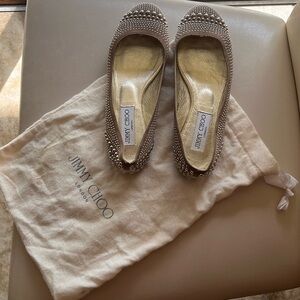 Jimmy Choo Gold Studded Flats